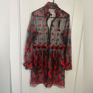 Elie Tahari embroidered sheer jacket- size M new with tags